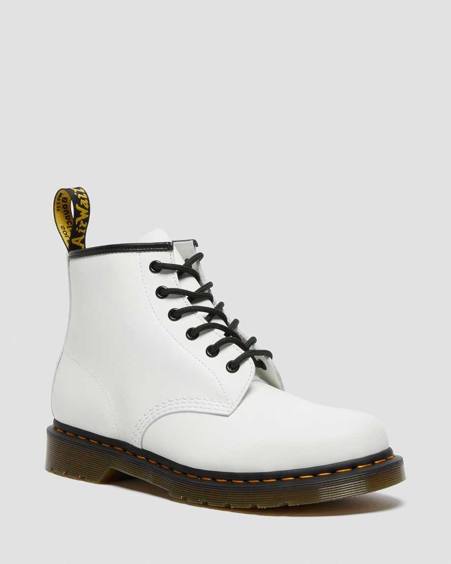 Dr. Martens 101 Yellow Stitch Smooth Deri Kadın Ayak Bileği Botları - Bot Beyaz |LRHPF3018|